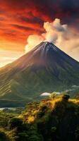 AI generated Start your day with an awe-inspiring sunrise over a majestic volcano photo