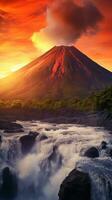 AI generated Start your day with an awe-inspiring sunrise over a majestic volcano photo