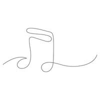 Continuous one line drawing of hand drawn music note. Linear vector illustration. Editable stroke