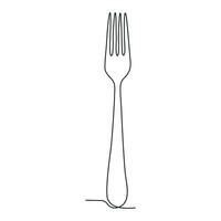 One continuous line drawing of fork. Editable stroke. Doodle vector illustration