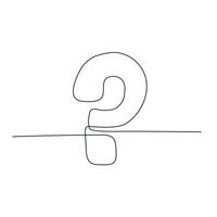Continuous one  line drawing of question mark in minimalist style. Vector illustration