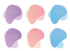 Liquid colorful gradient shapes set of different colors isolated on white background vector