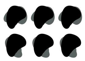 Set of black color abstract fluid shapes vector isolated on white background