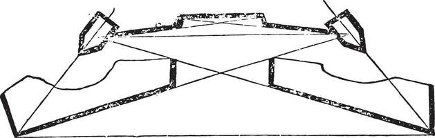 Front of Vauban, Third trace, vintage engraving. vector