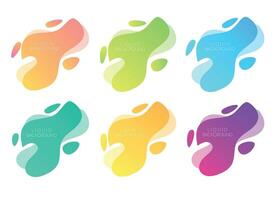 Liquid colorful gradient shapes set of different colors isolated on white background vector