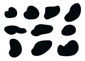 Set of black color abstract fluid shapes vector isolated on white background