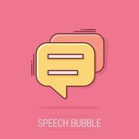 Vector cartoon speech bubble icon in comic style. Discussion dialog sign illustration pictogram. Comment cloud business splash effect concept.