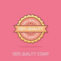 100 percent quality grunge rubber stamp. Vector illustration on white background. Business concept 100 percent quality stamp pictogram.