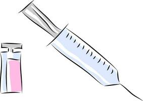 Syringe hand drawn design, illustration, vector on white background.