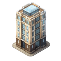 AI generated Isometric building watercolor style. Isolated no background Generative Ai png