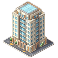 AI generated Isometric building watercolor style. Isolated no background Generative Ai png