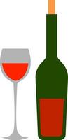 Wine glass and bottle hand drawn design, illustration, vector on white background.