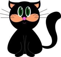 Little black cat vector illustration on white background