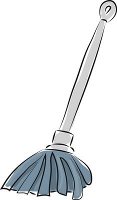Floor mop hand drawn illustration,, illustration, vector on white background.