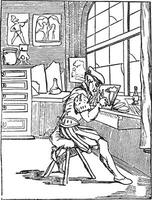 The glass Painter, Vitripictor, vintage engraving. vector