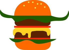sencillo dibujos animados grande hamburguesa vector ilustración en blanco antecedentes