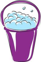 Cartoon purple bucket of soap vector illustration on white background