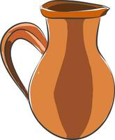 Wine jug made from clay  illustration  color  vector on white background