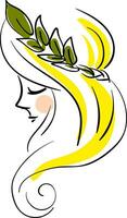 Woman wearing leaf profile illustration basic RGB vector on white background