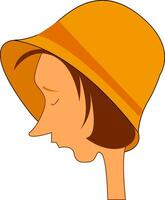 Profile of a woman wearing yellow hat print vector on white background