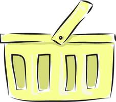 Cartoon yellow basket vector illustration on white background