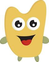Yellow happy monster with big eyes print vector on white background