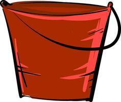 Red bucket vector illustration on white background