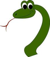 linda sonriente verde serpiente vector ilustración en blanco antecedentes