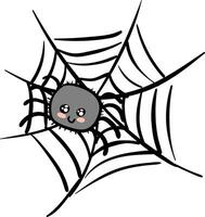 dibujos animados de un linda gris araña en un web vector ilustración en blanco antecedentes