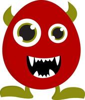 Red monster with green horns and legs vector illustration on white background