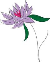 Purple lflower with green leaves vector illustration on white background