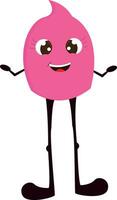 Happy pink monster with long  black legs  vector illustration on white background