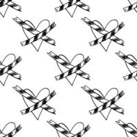 Seamless pattern with hand drawn heart doodle for decorative print, wrapping paper, greeting cards and fabric vector