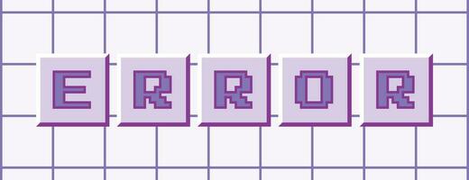 The word error is composed of keyboard buttons in y2k style. Error message. Old computer aesthetics. Vector illustration