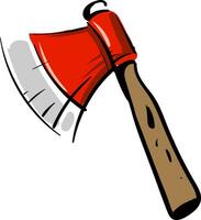 Red ax with wooden handle vector illustration on white background