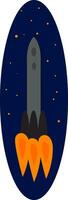 Simple  vector illustrationof a grey rocket in space eclipse  on white background