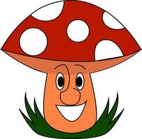Smiling red mushroom vector illustration on white background