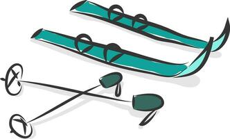 Simple cartoon of a pair of blue snowskis vector illustration on white background