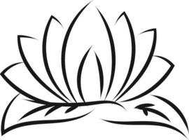 Black outlines of lotus vector illustration on white background