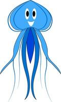 Smiling blue jellyfish   vector illustration on white background