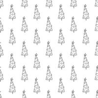 Seamless pattern with geometric minimal scandinavian Christmas tree doodle for decorative print, wrapping paper, greeting cards and fabric vector