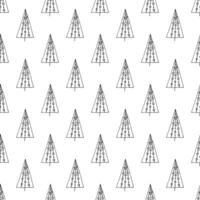 Seamless pattern with geometric minimal scandinavian Christmas tree doodle for decorative print, wrapping paper, greeting cards and fabric vector