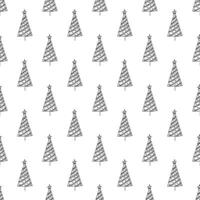 Seamless pattern with geometric minimal scandinavian Christmas tree doodle for decorative print, wrapping paper, greeting cards and fabric vector