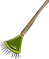 Simple vector illustration of a green rake on a white background