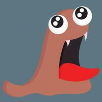 Brown blob monster with open mouth  vector illustration on white background