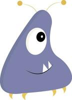 Cute one eyed light purple monster vector illustration on white background