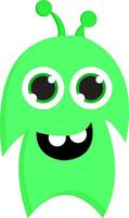 Happy lime green monster  vector illustration on white background