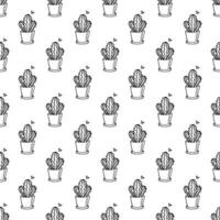 Seamless pattern with cactus doodle for decorative print, wrapping paper, greeting cards and fabric vector