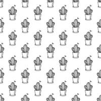 Seamless pattern with cactus doodle for decorative print, wrapping paper, greeting cards and fabric vector