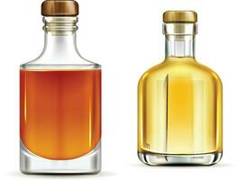 Set of Full small flat bottles of whiskey isolated on white background vector